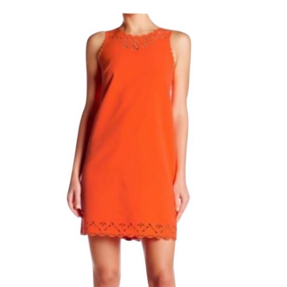 J Crew Bright Orange Laser Cut Shift Dress Size 6